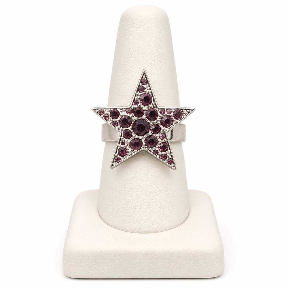 Pilgrim Danish Design Star Ring Purple Swarovski Crystal Silver Plated Ring